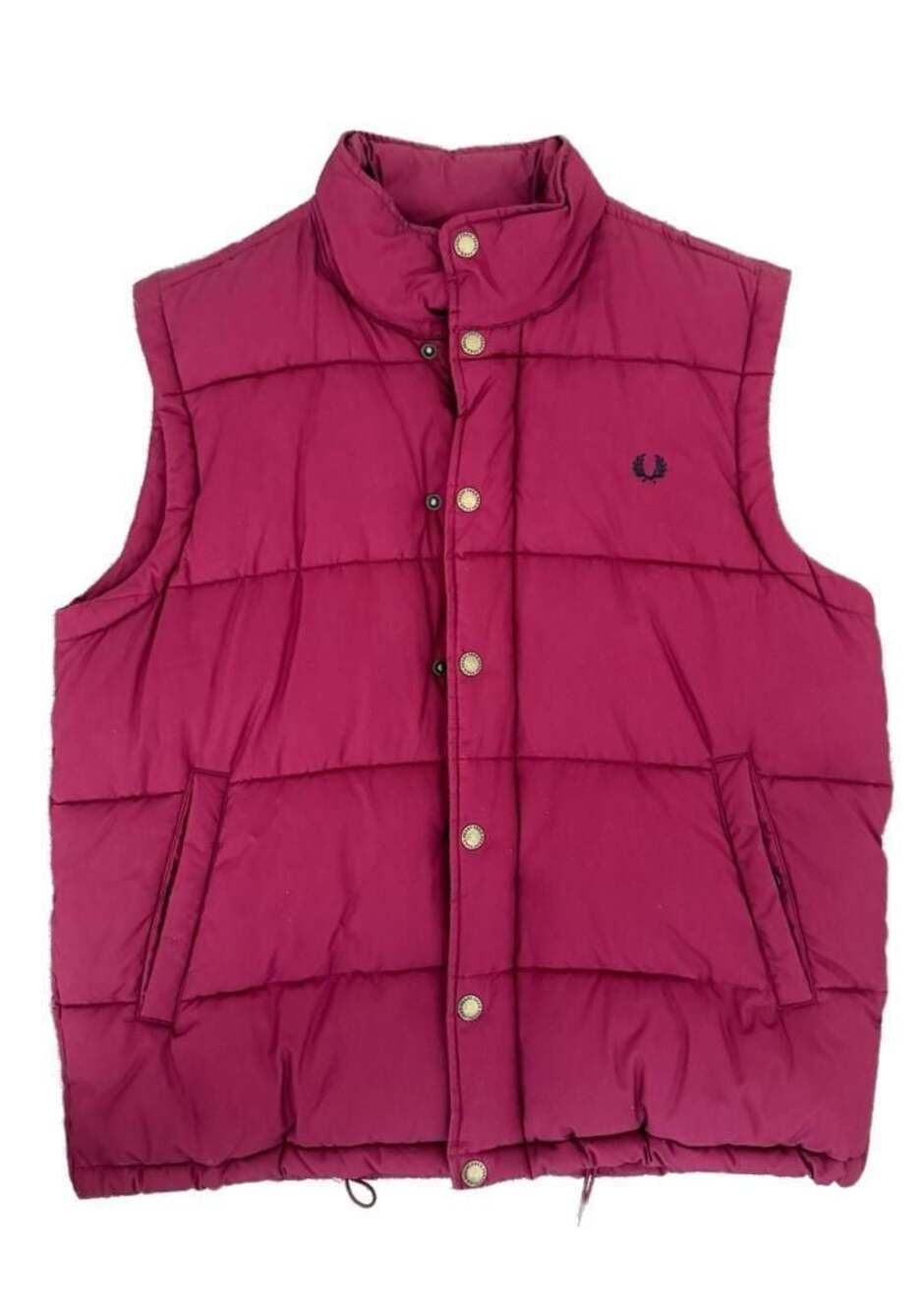 Fred Perry Insulated Quilted Puffer Vest Gilet in Burgundy